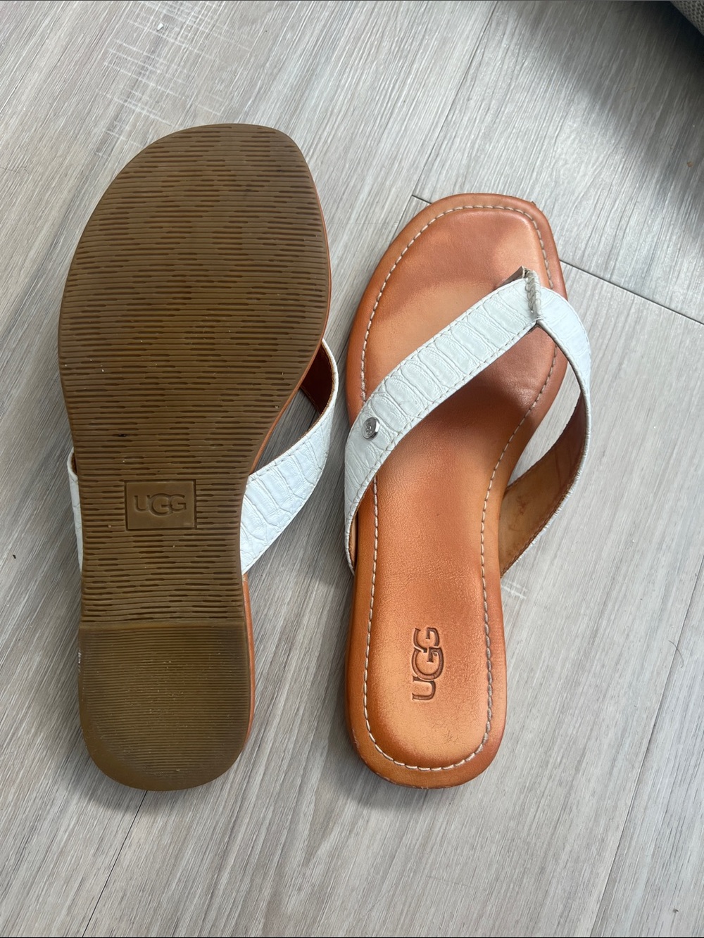UGG Womens Tuolumne Sandals
Flip Flops Sz 7 White Leather Thong Comfort Summer - Picture 6 of 8